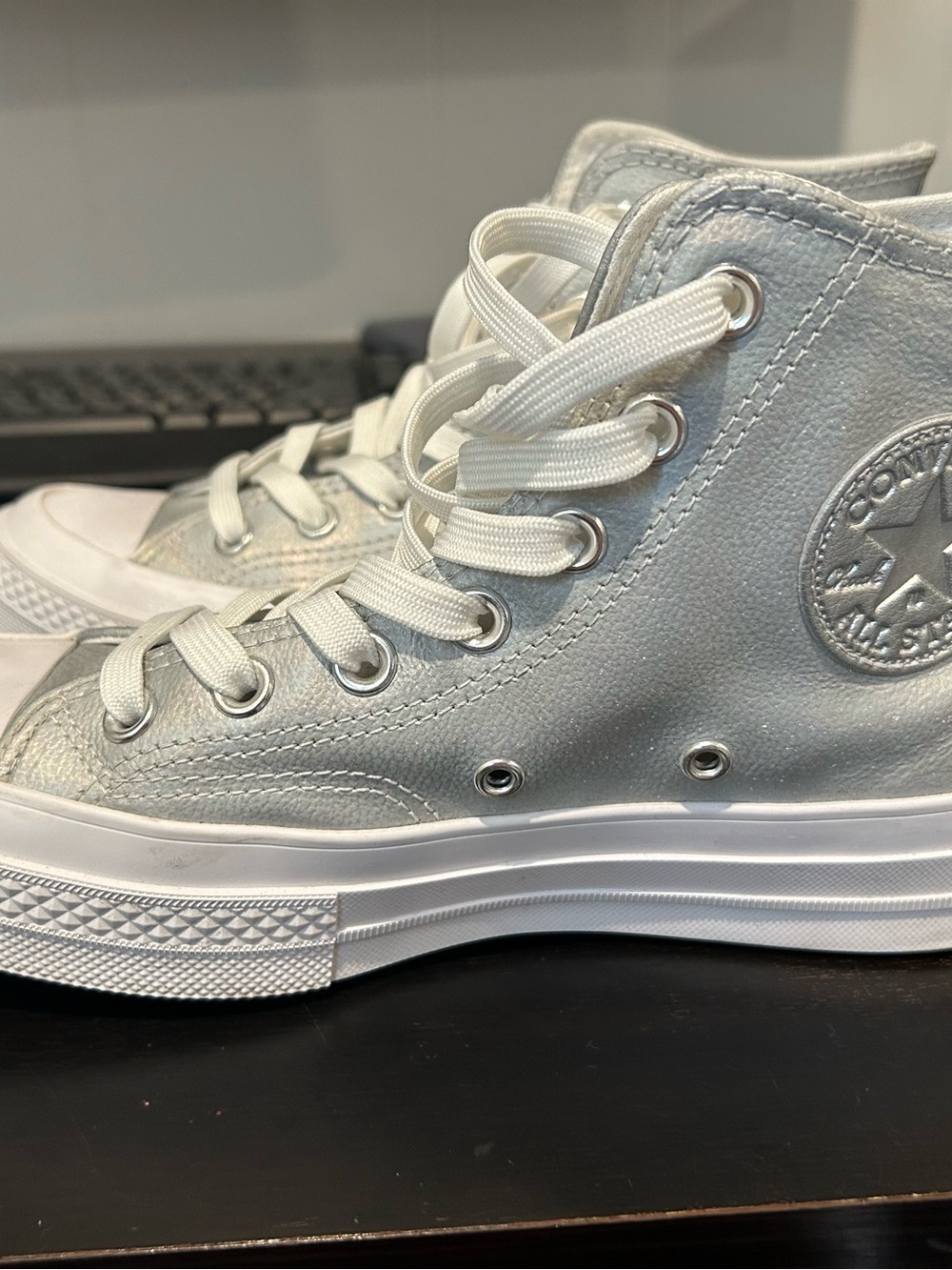 Converse Metallic Silver High-Top Sneakers